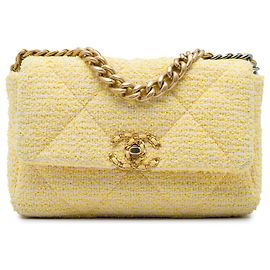 Sac Chanel Medium Tweed 19 Flap Satchel Jaune