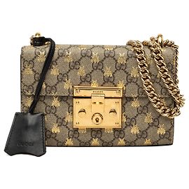 Bolso Bandolera Gucci Small GG Supreme Bee Padlock Beige