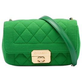 Borsa a tracolla Chanel Mini Jersey Chic With Me con patta Verde