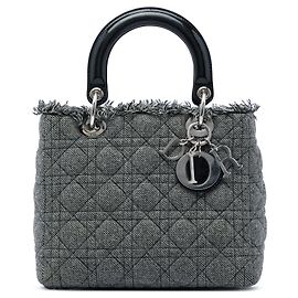 Lady Dior Medium Satchel aus grauem Tweed Cannage