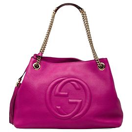 Borsa Tote Soho Chain Gucci Medium in pelle di vitello viola