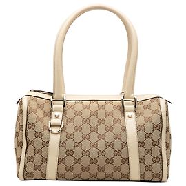 Gucci GG Canvas Abbey D Ring Boston Bag Beige