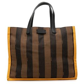 Borsa Tote Fendi Pequin Canvas marrone