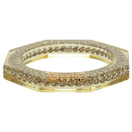 Bracciale rigido ottagonale Chanel in resina bianca e placcato oro