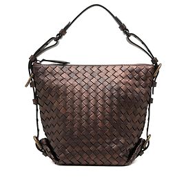 Borsa Bottega Veneta Intrecciato con fibbia e cintura in nappa metallizzata marrone