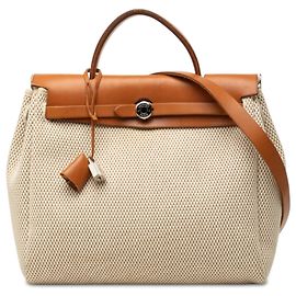 Hermès Herbag PM Satchel aus Toile in Beige