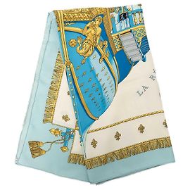Foulard di seta bianco Hermès Vue Du Carrosse De Galere La Reale 90 Scarves