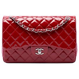 Borsa a tracolla Chanel Jumbo Classic Double Flap in vernice rossa