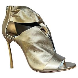 Casadei Sandali Stiletto in Pelle Oro Metallizzato