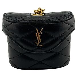 Pouch in pelle nera Yves Saint Laurent