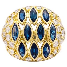 Autre Marque Vintage-Ring aus Gelbgold, Saphiren und Diamanten.