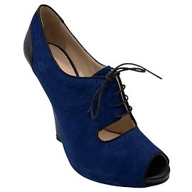 Décolleté open toe in camoscio e pelle blu / nero Giorgio Armani