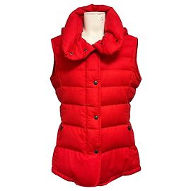 Akris Punto Red Quilted Wool Down Puffer Vest