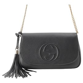 Borsa a tracolla Soho Chain Gucci Medium in pelle di vitello nera