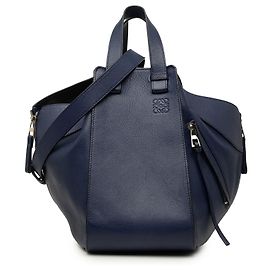Bolsa Satchel Hammock LOEWE Medium em pele de vitela granulada macia azul