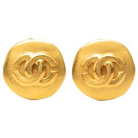 Orecchini a clip rotondi Chanel CC placcati oro