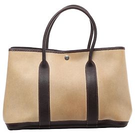 Hermès Garden Party 36 PM Toile Ash Buffle Handbag in Beige×Brown F: 2002