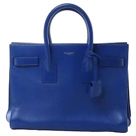 Saint Laurent Paris Sac de Jour Bolsa de mão 2way em couro Azul 324823