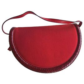 Walter Steiger Bolsa vintage vermelha com acabamento em cobra genuína