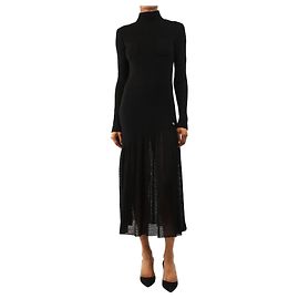 Chanel Midikleid aus schwarzer Wolle - size UK 6