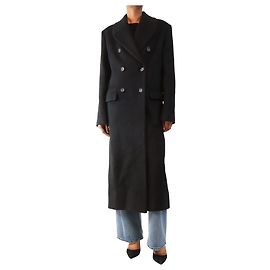 Totême Langer zweireihiger Kaschmirmantel in Schwarz - size UK 6
