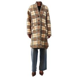Isabel Marant Etoile Cappotto in misto lana a quadri beige - size UK 6