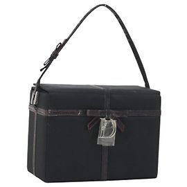 Christian Dior Hand Bag Nylon Black Silver