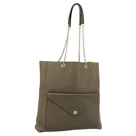 Céline CELINE Chain Tote Bag Leder Khaki Goldfarben