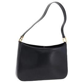 Salvatore Ferragamo Gancini Shoulder Bag Leather Black Gold Tone