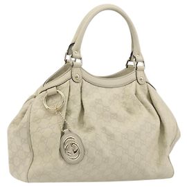 GUCCI GG Canvas Guccissima Tote Bag Leather Ivory Gold 211944
