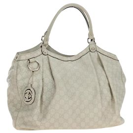 GUCCI GG Canvas Guccissima Sukey Handtasche Leder Beige Gold 211943