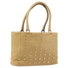 PRADA Studs Tote Bag aus Leder Beige Gold BN0181