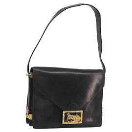 Céline CELINE Schultertasche aus Leder Schwarz Gold