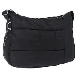 CHANEL Sports Line Shoulder Bag Nylon Black Silver CC