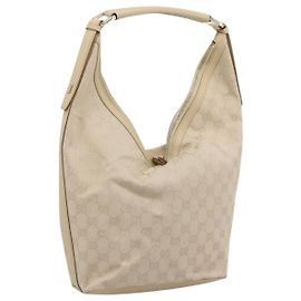 GUCCI GG Canvas Handtasche Beige Goldfarben 73885
