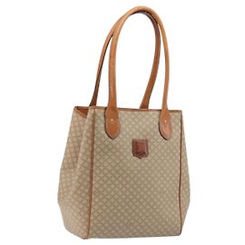 Céline CELINE Macadam Canvas Tote Bag PVC Beige Gold