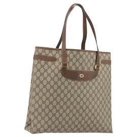 GUCCI GG Supreme Tote Bag PVC Leather Beige Gold Tone 39 02 061