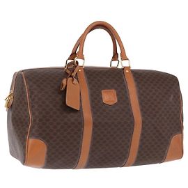 Céline CELINE Macadam Boston Bag PVC Leather Brown Gold Tone