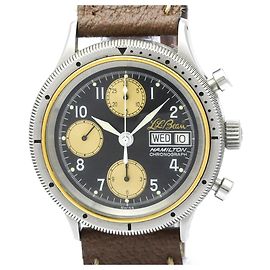 Autre Marque Relógio Automático Masculino Hamilton L.L.Bean Chronograph em Aço Inoxidável e Couro 9446