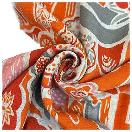 Hermès Sciarpa in cashmere e seta Hermes in grigio e arancione