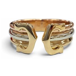 Anello Cartier Double C 2C in oro 18K tricolore