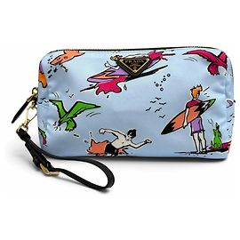 Pouch Prada 1NS693 Re-Nylon con logo triangolo e stampa Surf