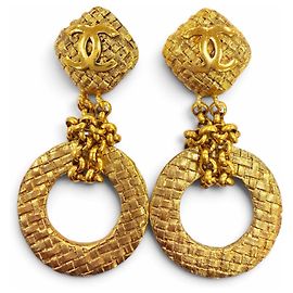 Pendientes de aro Chanel Vintage 29 Metal Coco Mark Chain
