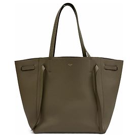 Céline Celine 18902 Cabas Phantom Small Taupe Logo Leather Tote Bag