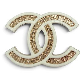 Chanel Coco Mark Brosche aus goldfarbenem Metall und Elfenbein