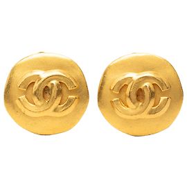 Orecchini a clip rotondi Chanel Gold CC placcati oro