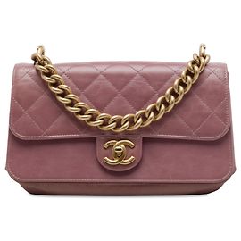 Chanel Pink Paris Cosmopolite Small Aged Calfskin Straight Lined Flap