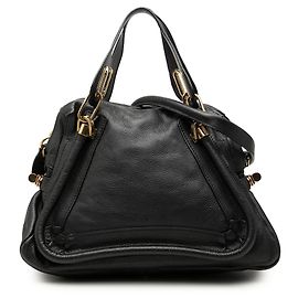 Sac Satchel Paraty Chloé en cuir grainé noir taille Medium