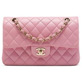 Chanel Pink Small Classic Lambskin Double Flap