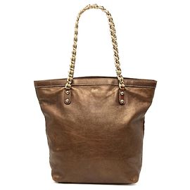 Gucci Capri Chain Tote aus metallisiertem braunem Kalbsleder